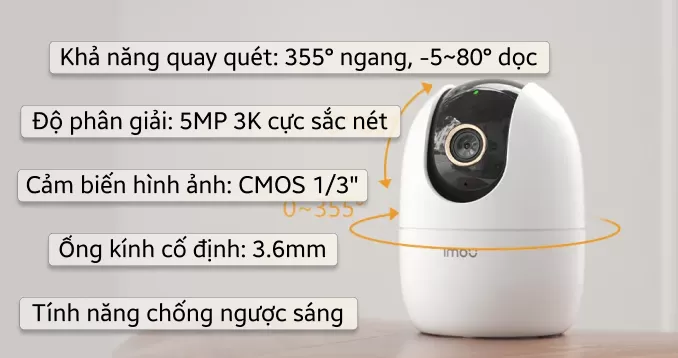 Camera Wifi 360 độ IMOU IPC-A52P (Ranger 2 5MP)