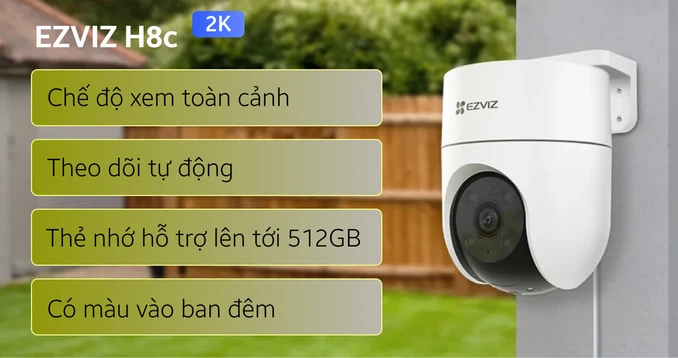 Camera IP ngoài trời 360 độ 3MP EZVIZ H8C Pro 2K